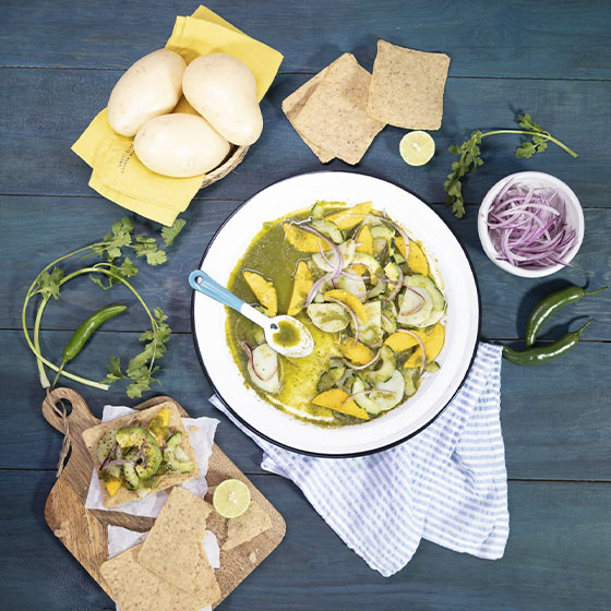 Aguachile de Papa con Mango